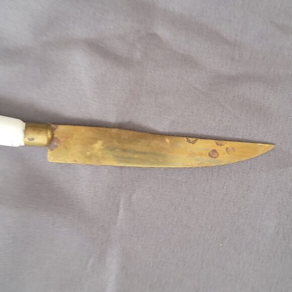 Vintage Stahl Bronce Knife With Ceramic Floral Handle & Brass Blade - Picture 5 of 6